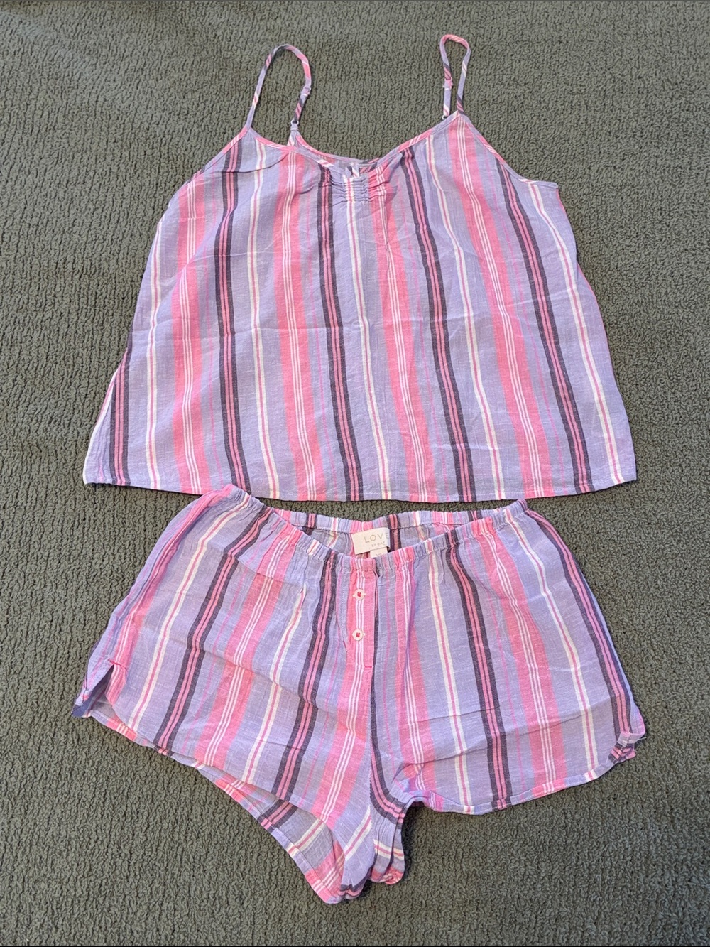GENTLY USED: Gap Pink and Lavender Striped Cami & Short Pajama Set